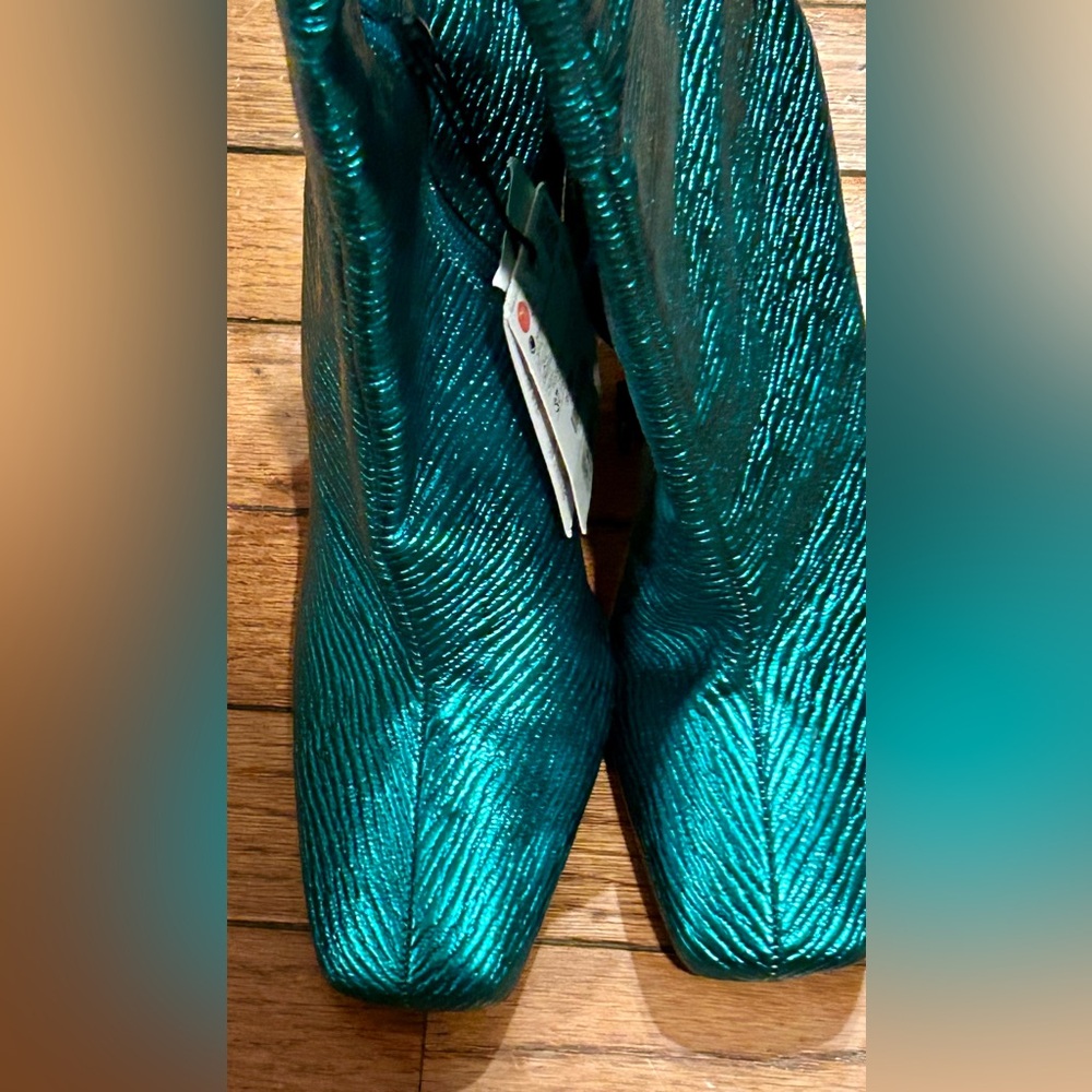 ZARA Green Laminated Boots Limited Edition 💕Size 37EUR /4UK /6.5 US - Picture 7 of 9